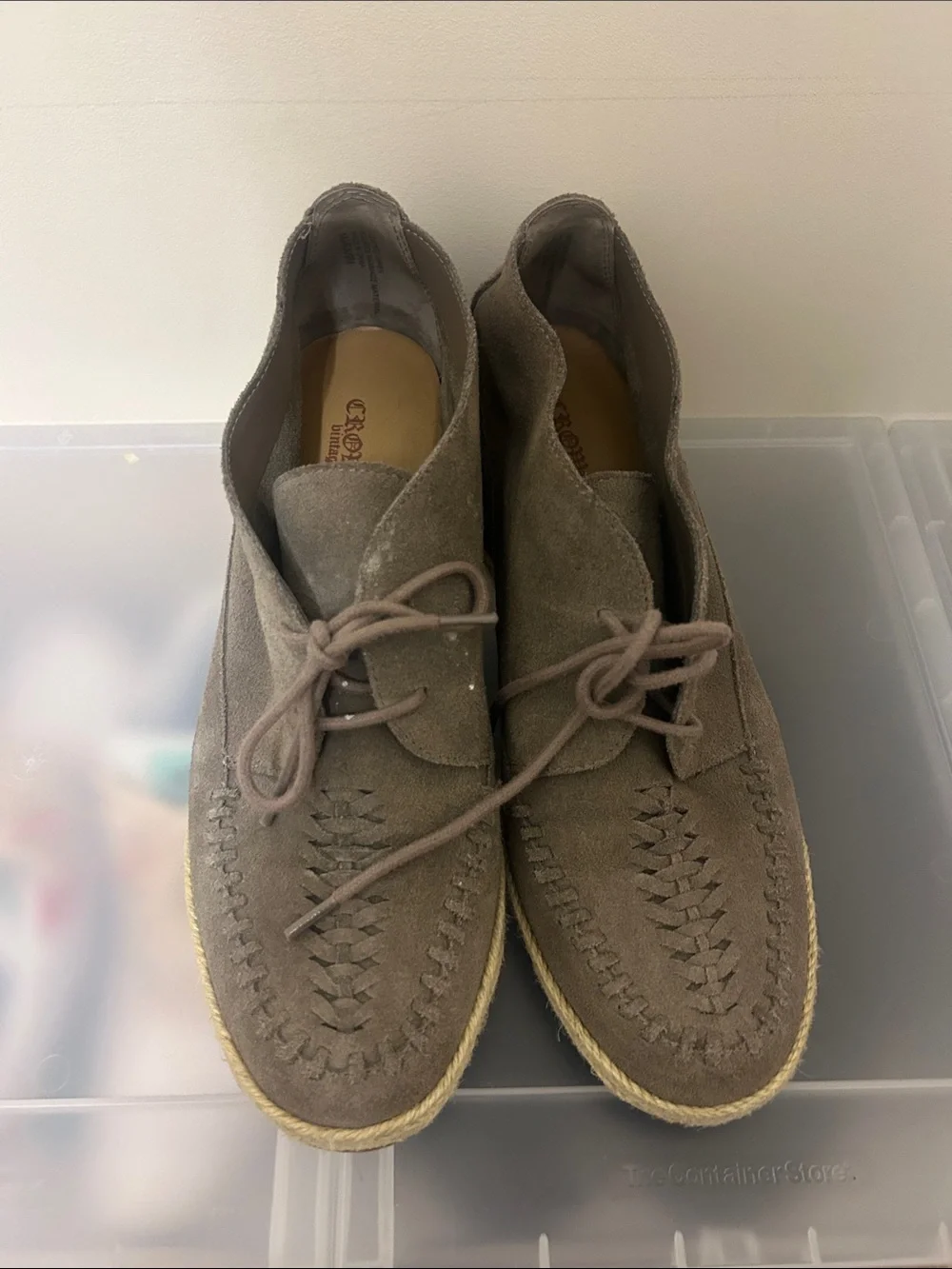 Crown Vintage Taupe Suede Chukka Boots with Braided Detail